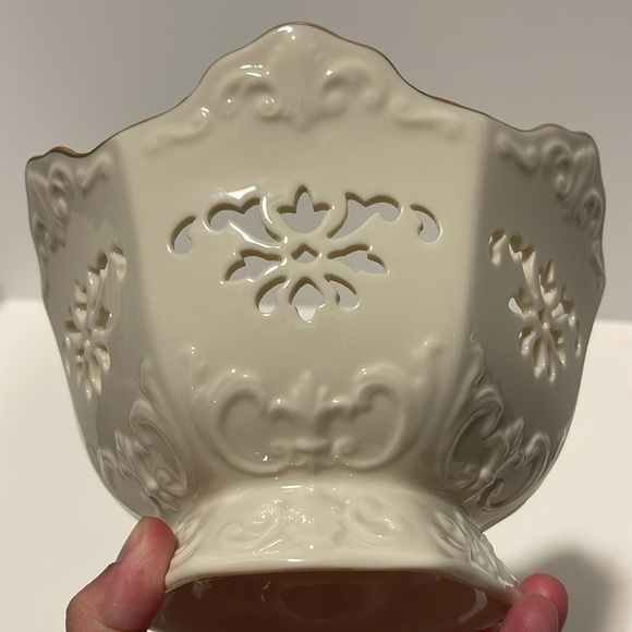 Lenox Special Langtry Pierced 7” Serving Bowl 6 Sided Candy Dish Gold Trim USA - Picture 7 of 8